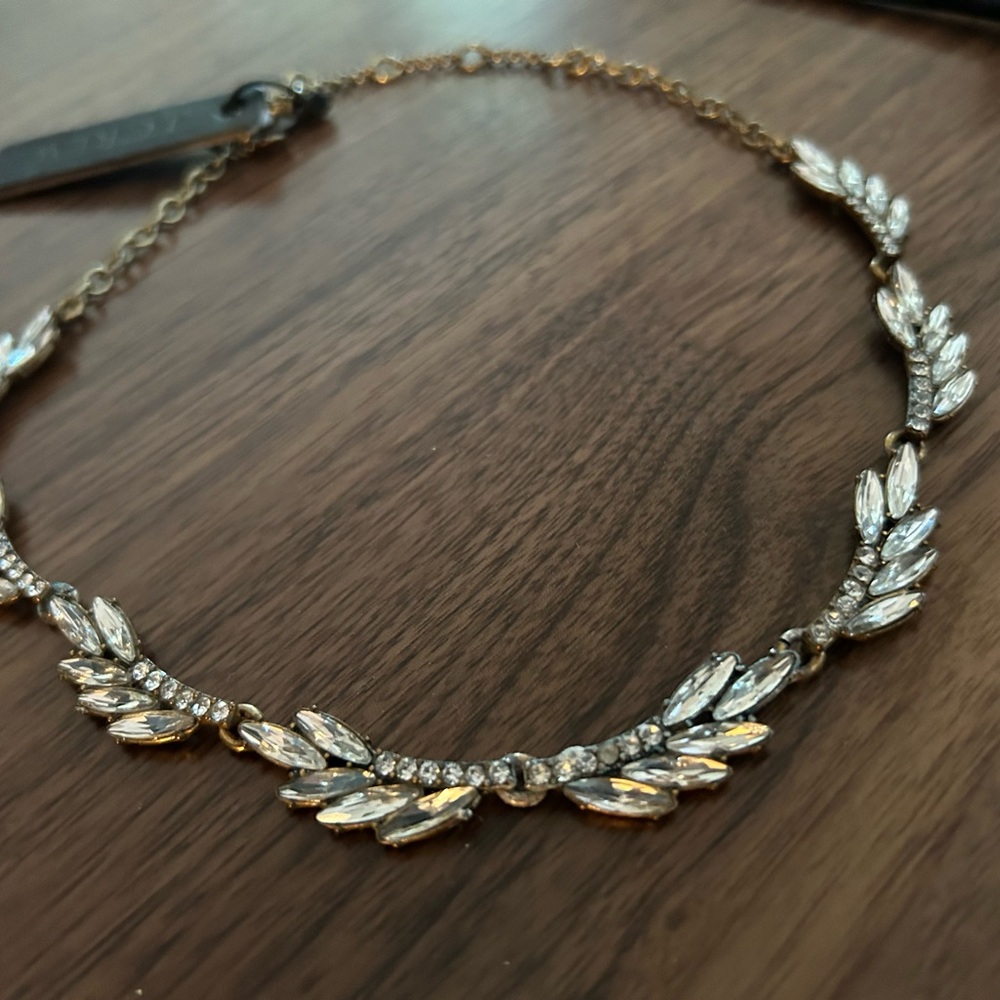 J.Crew Rhinestone Leaf Statement Necklace NWT - Picture 5 of 6
